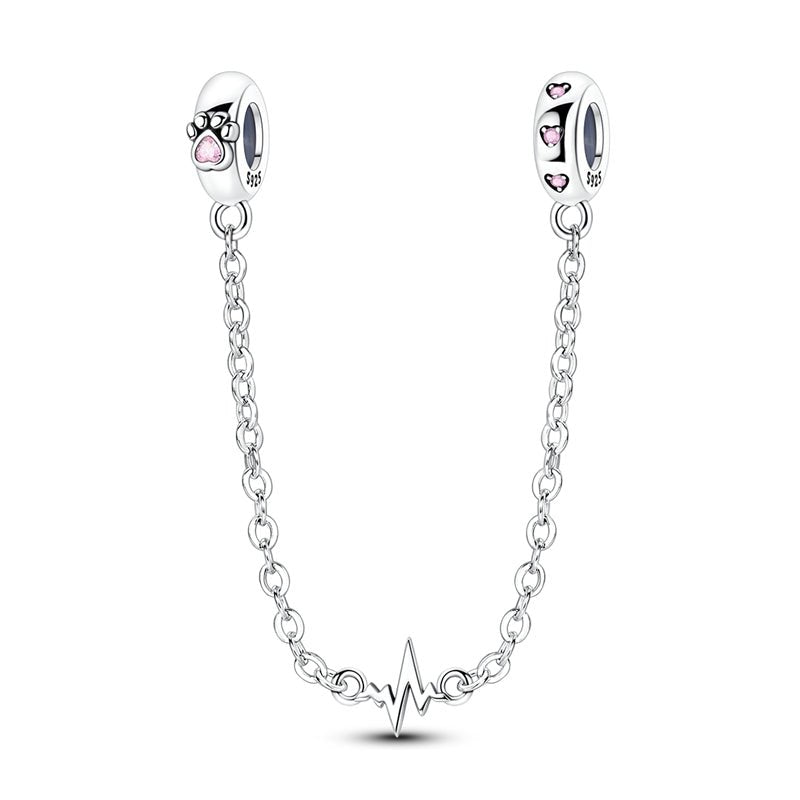 Heartbeat & Pink Paw Safety Chain Charm