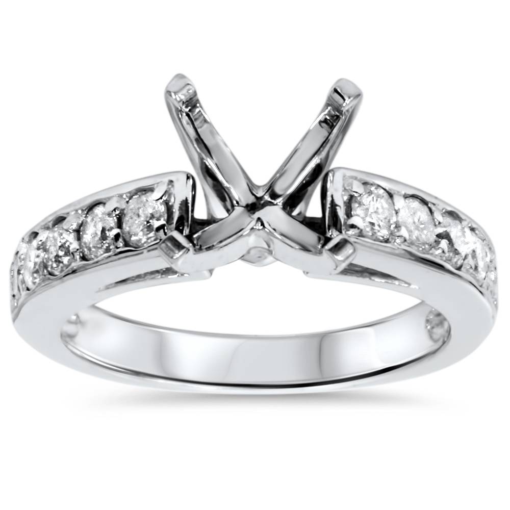 1/2ct Diamond Semi Mount Ring 14K White Gold Size: 7