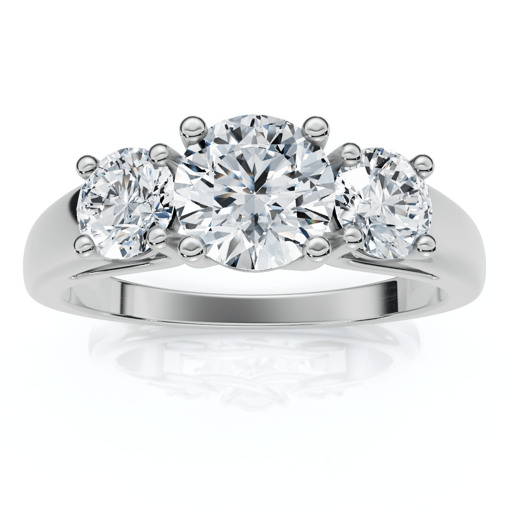 1Ct Three Stone Diamond Engagement Ring 14k Gold or Platinum Lab Grown FG/VS