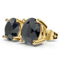 Round 4-Prong Black Diamond Studs 14k Gold