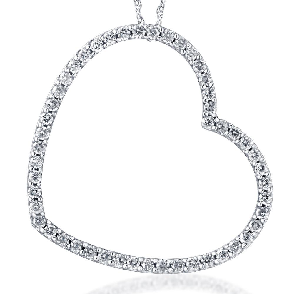 2ct Heart Shaped HUGE Diamond Pendant Necklace 10k White Gold