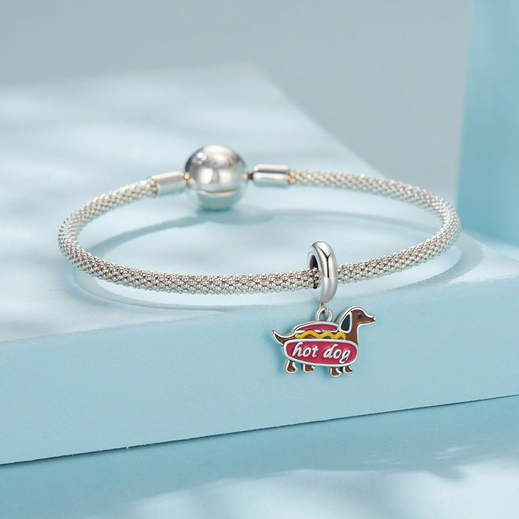 Hot Dog Dachshund Dangle Charm