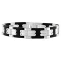Men's Polished Steel Brushed Black Two Tone Flexible 12mm Link  8 " Bracelet