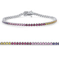14k White Gold Ombre Round Cut Rainbow Women's Tennis Bracelet 7" Size: 7
