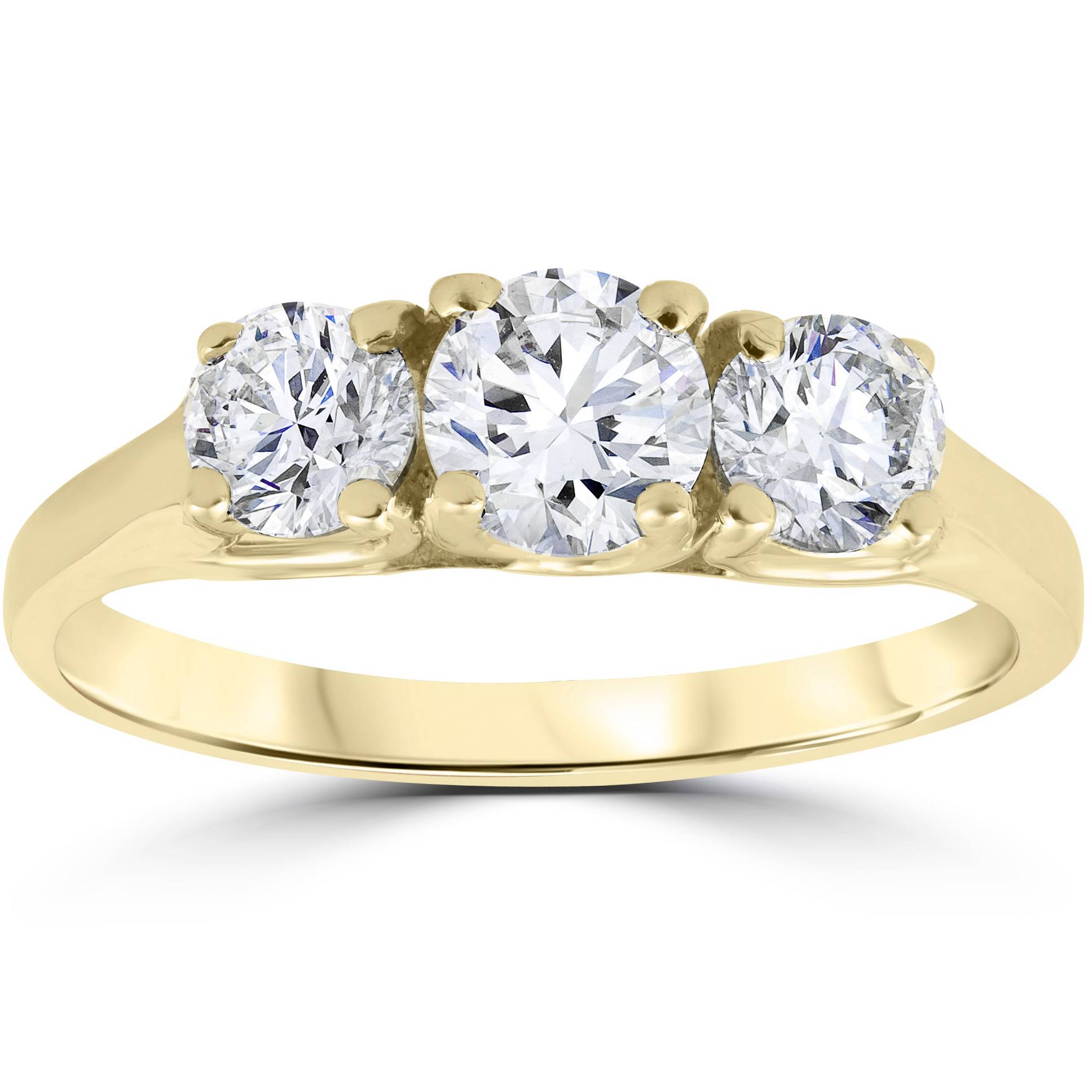 1ct Three Stone Diamond Engagement Womens Anniversary Ring 14k Yellow Gold Size Selectable
