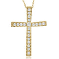 1/3Ct Round Cut Diamond Cross Pendant 10k White or Yellow Gold Necklace 1" Tall