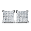 1/2ct Diamond Princess Cut Screw Back Studs Womens Earrings 10k White Gold 6.5mm