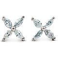 5/8ct Diamond Eight-Stone Marquise Studs 14K White Gold Womens Earrings