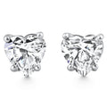2Ct TW Heart Shape Diamond Studs Lab Grown 14k White Gold