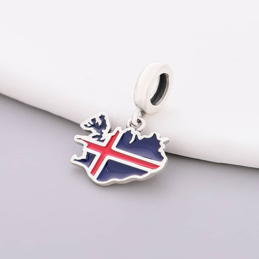 Iceland Map Flag Dangle Charm