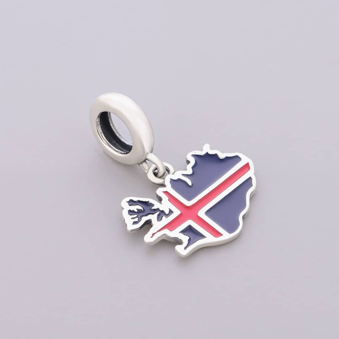 Iceland Map Flag Dangle Charm
