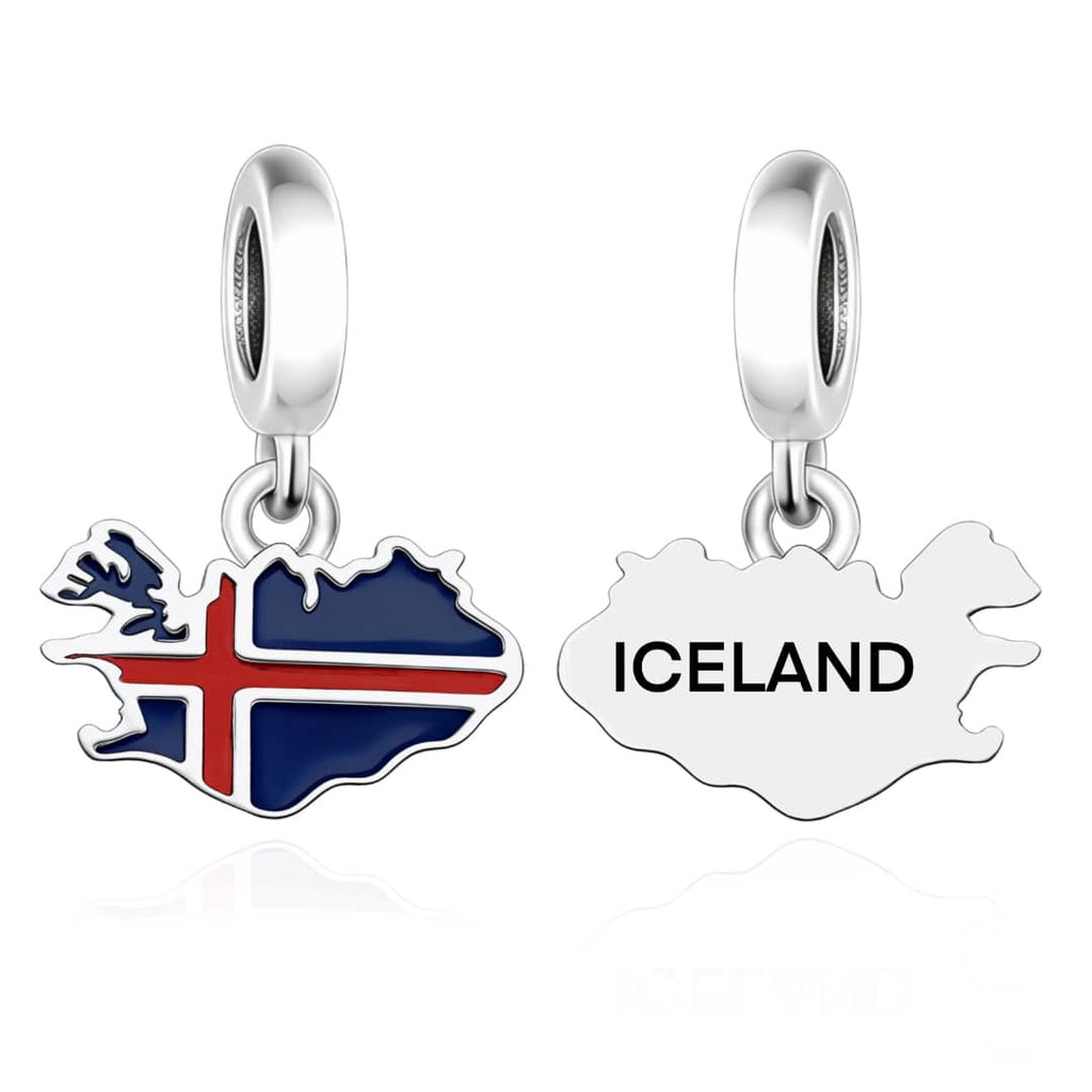 Iceland Map Flag Dangle Charm