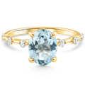 2 1/4Ct Oval Blue Topaz Diamond Ring White or Yellow Gold Lab Grown