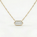 Certified 1.10Ct Long Hexagon Bezel Diamond East West Pendant Necklace Lab Grown