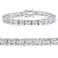 26Ct Emerald Cut Diamond East West Tennis Bracelet 14k Gold Lab Grown 7"