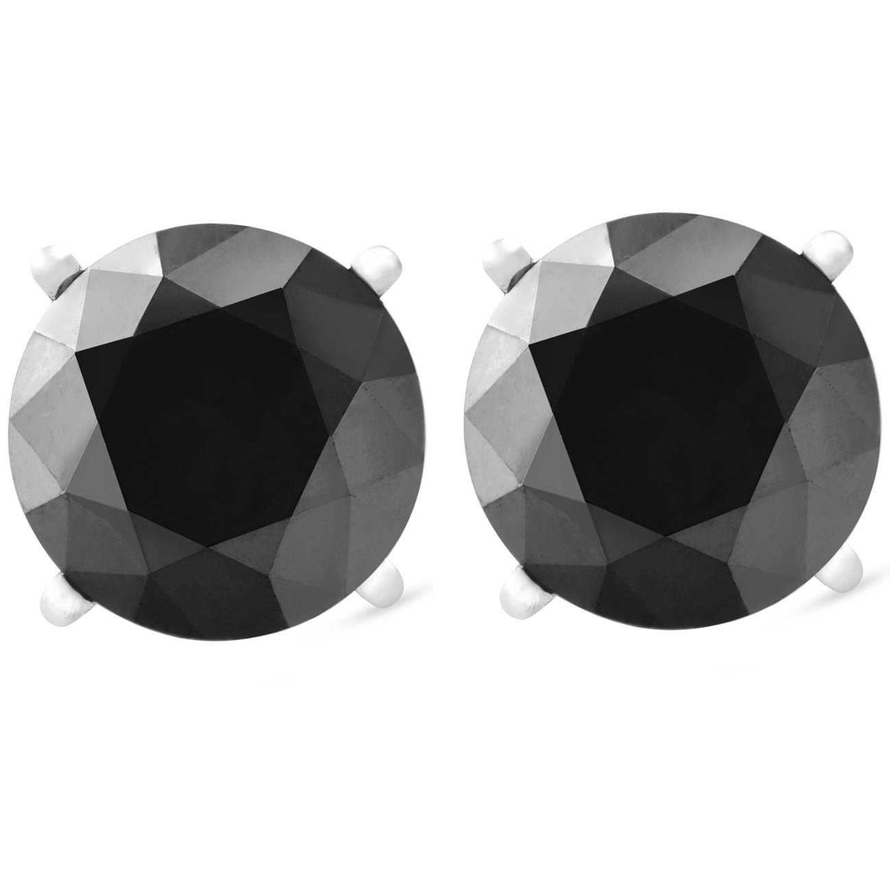 14k White Gold 1ct Round Cut Black Diamond Studs
