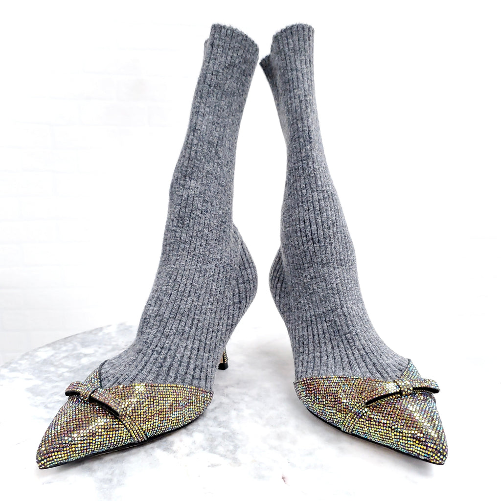 MARCO DE VINCENZO SOCK BOOTIES WITH SEQUINS - SIZE 36