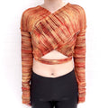 CHARLOTTE KNOWLES ORANGE STRIPE CROP TOP - SIZE L