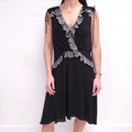 ETRO BLACK DRESS WITH PATTERNED PIPING - SIZE 40