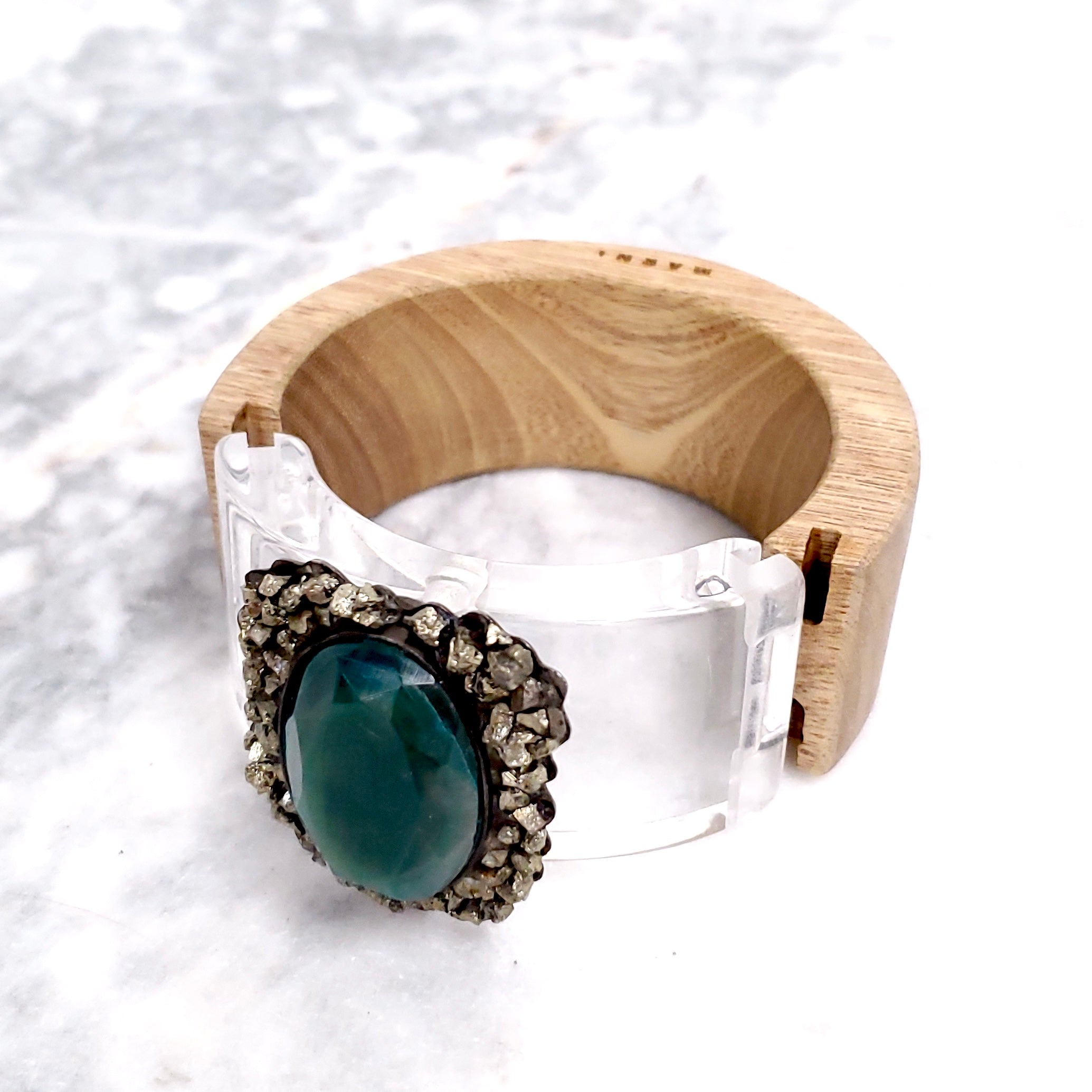 MARNI GEM WOOD AND LUCITE BRACELET