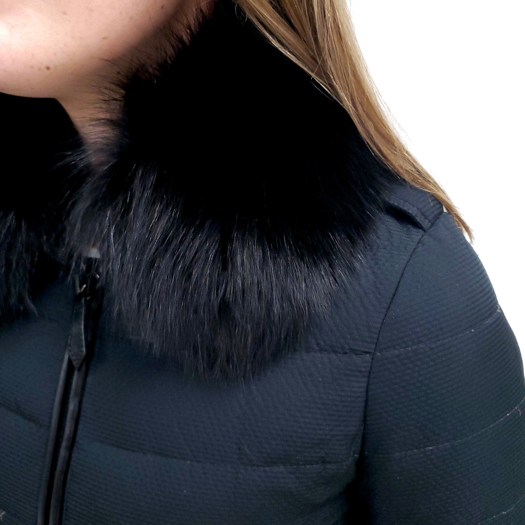 BURBERRY PUFFER JACKET WITH FUR HOOD - SIZE XS