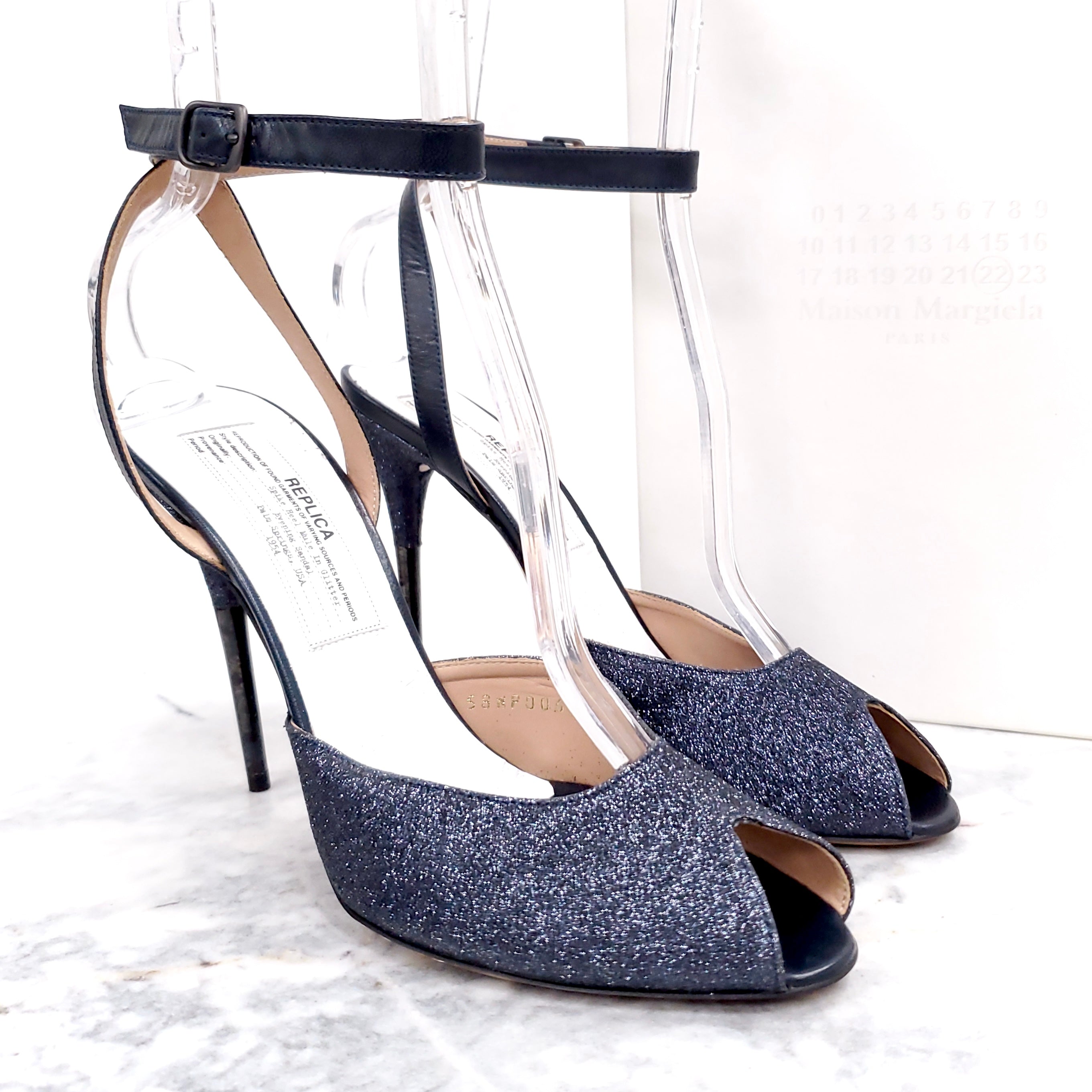 MAISON MARGIELA SPIKE HEEL EVENING SANDALS ($1050) - SIZE 40.5