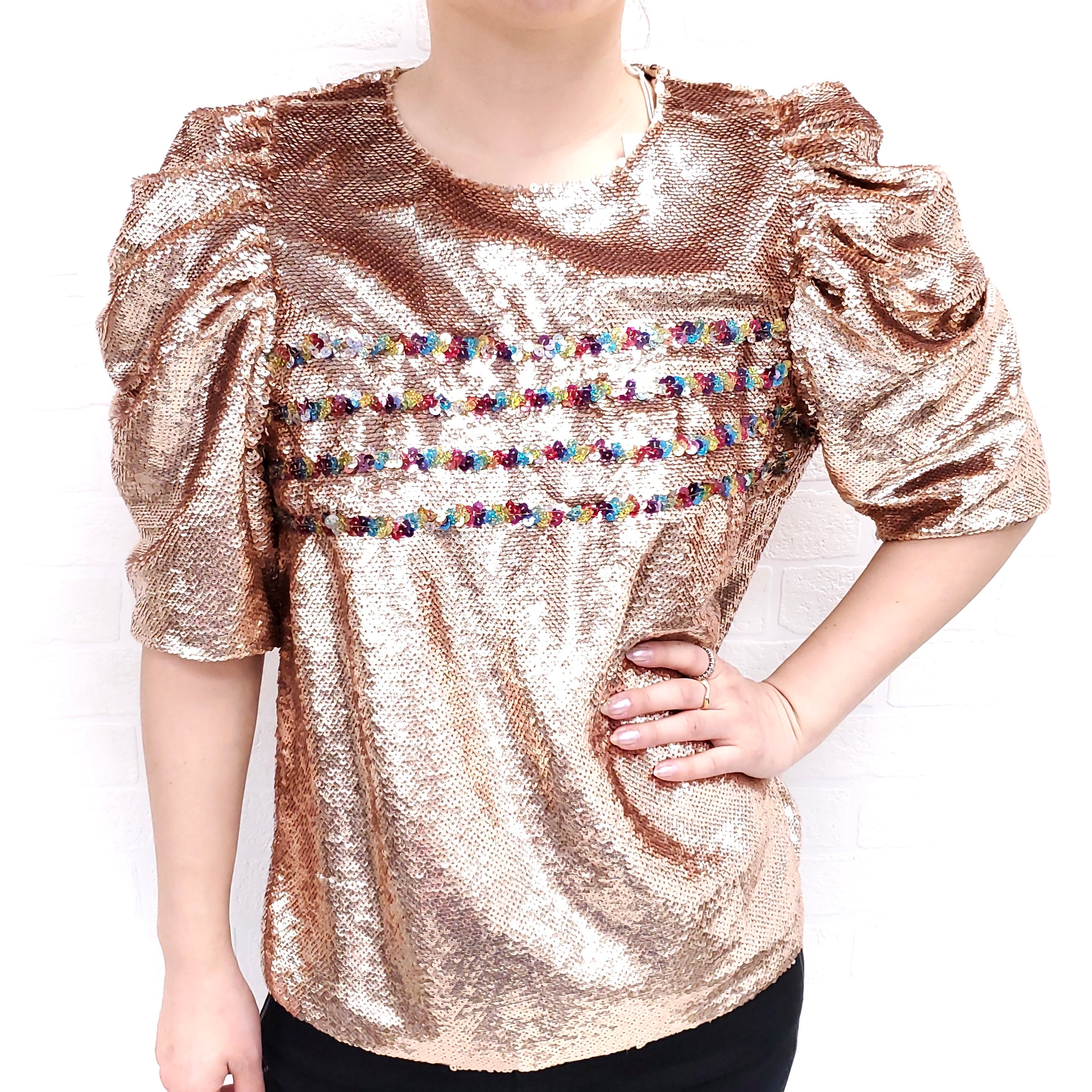 ULLA JOHNSON SEQUIN BLOUSE - SIZE 10