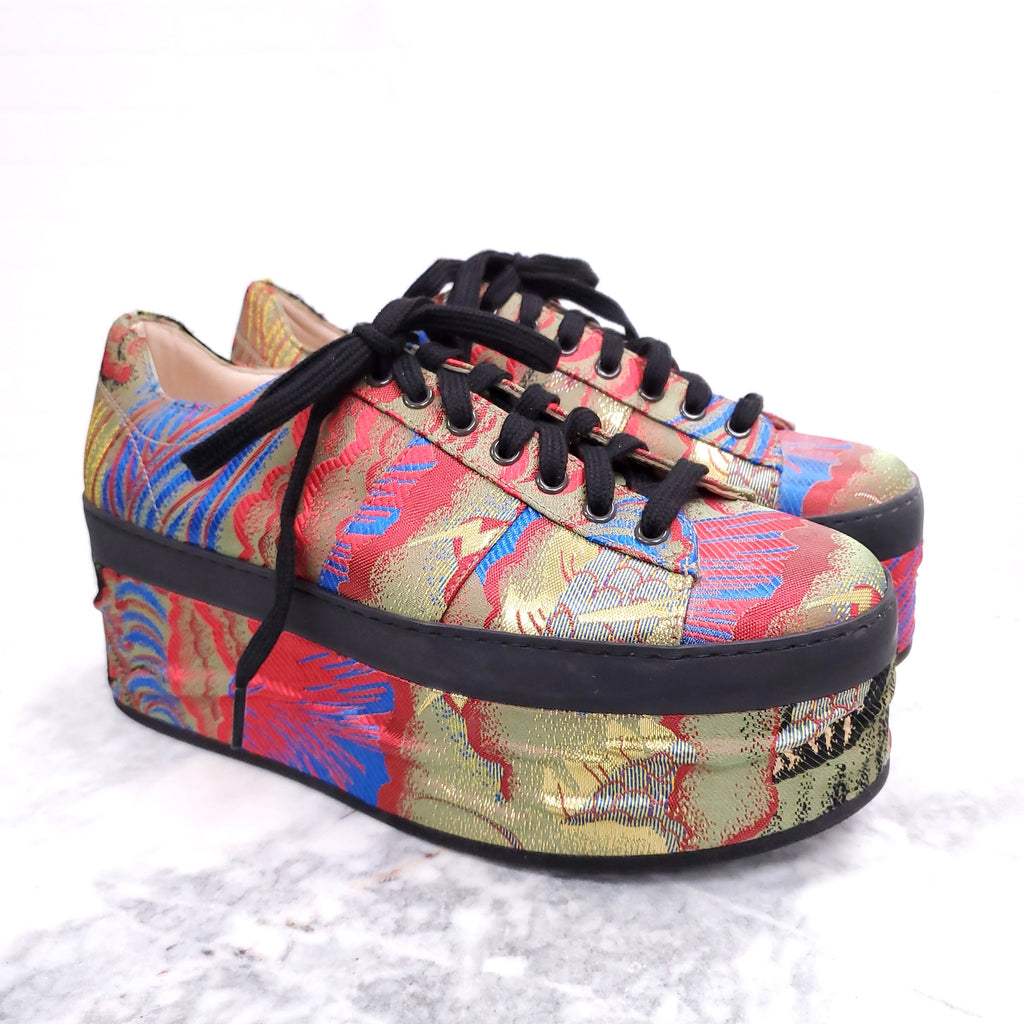 GUCCI PATTERN PLATFORM SNEAKERS - SIZE 39.5