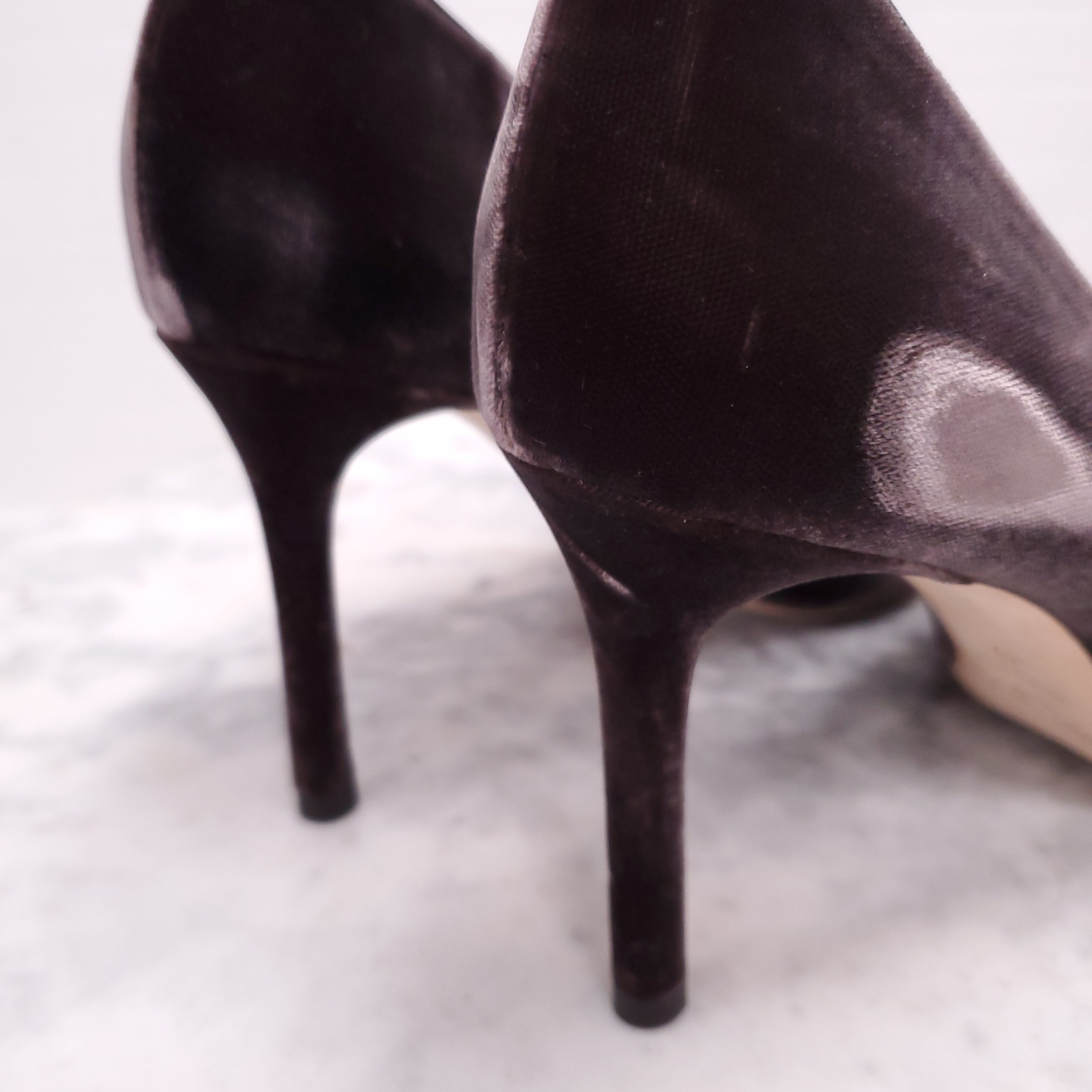 JIMMY CHOO DARK MAUVE VELVET ROMY 100 HEELS - SIZE 42