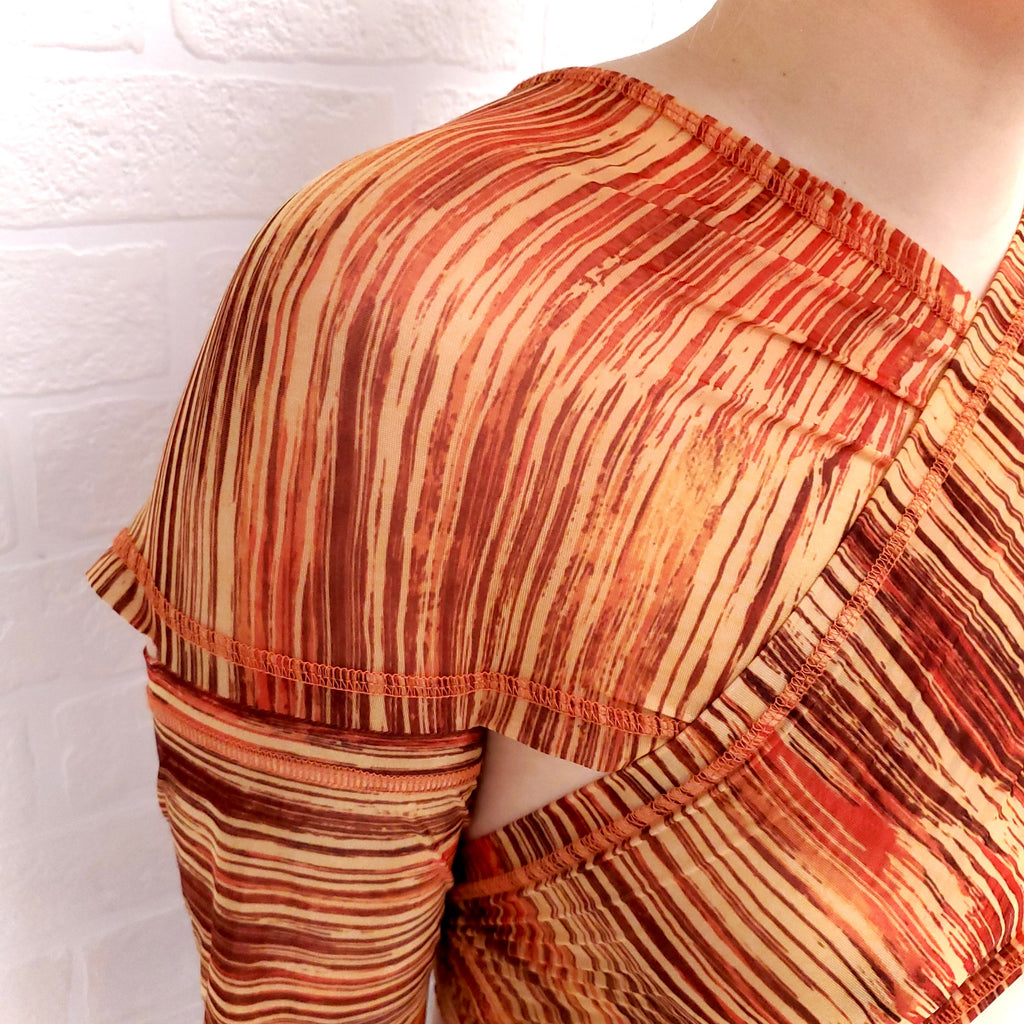 CHARLOTTE KNOWLES ORANGE STRIPE CROP TOP - SIZE L