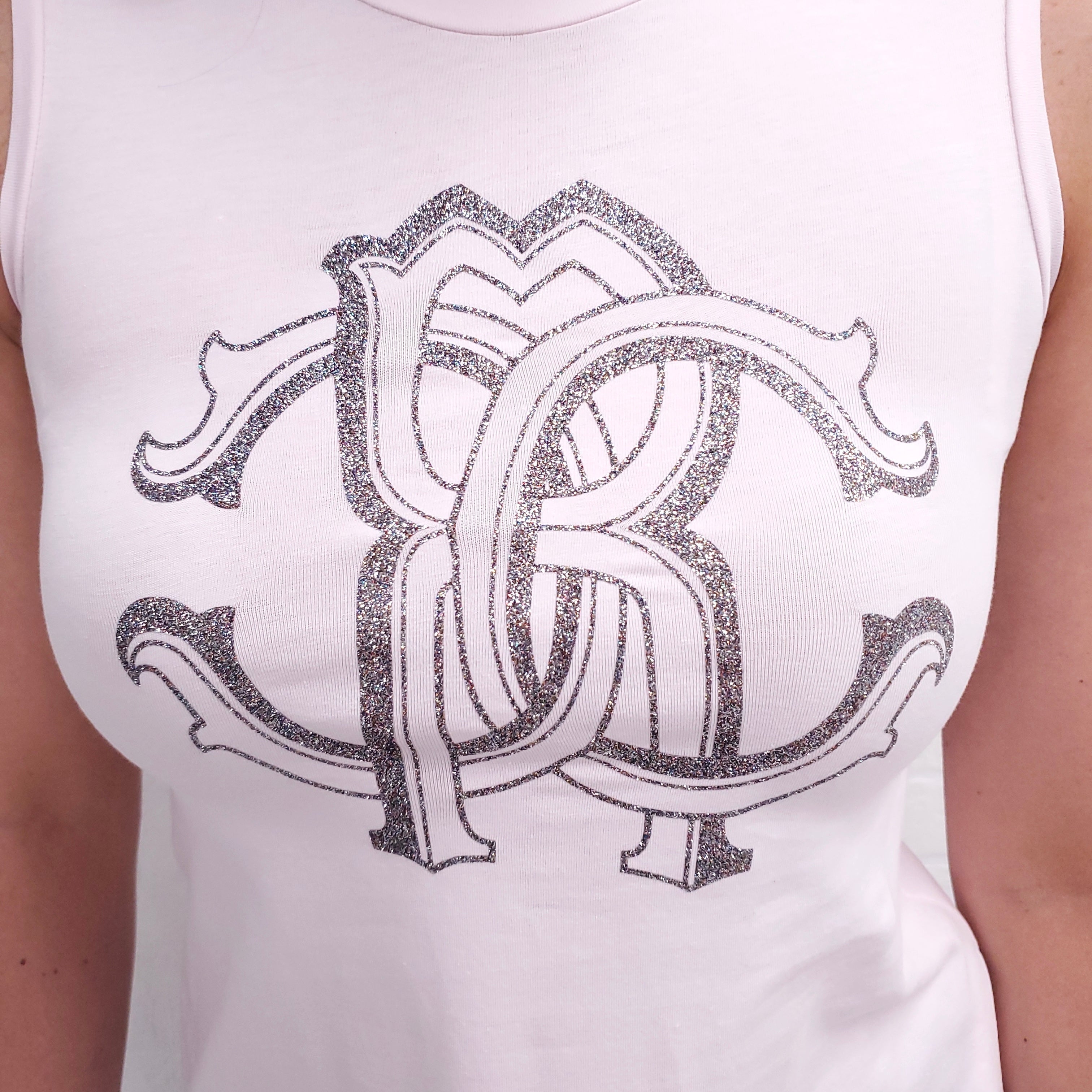 ROBERTO CAVALLI PINK LOGO TANK TOP - SIZE 8 KIDS/XXS WOMENS