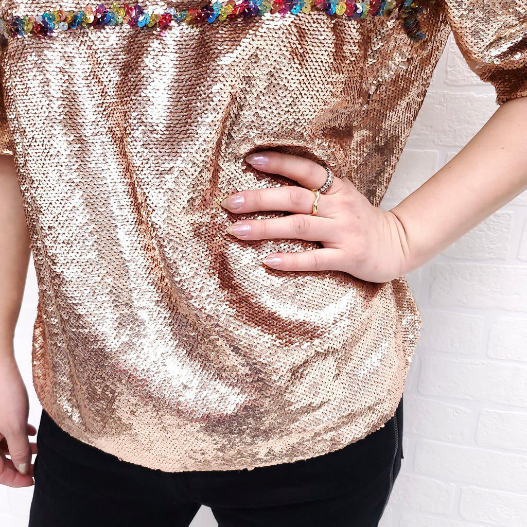ULLA JOHNSON SEQUIN BLOUSE - SIZE 10