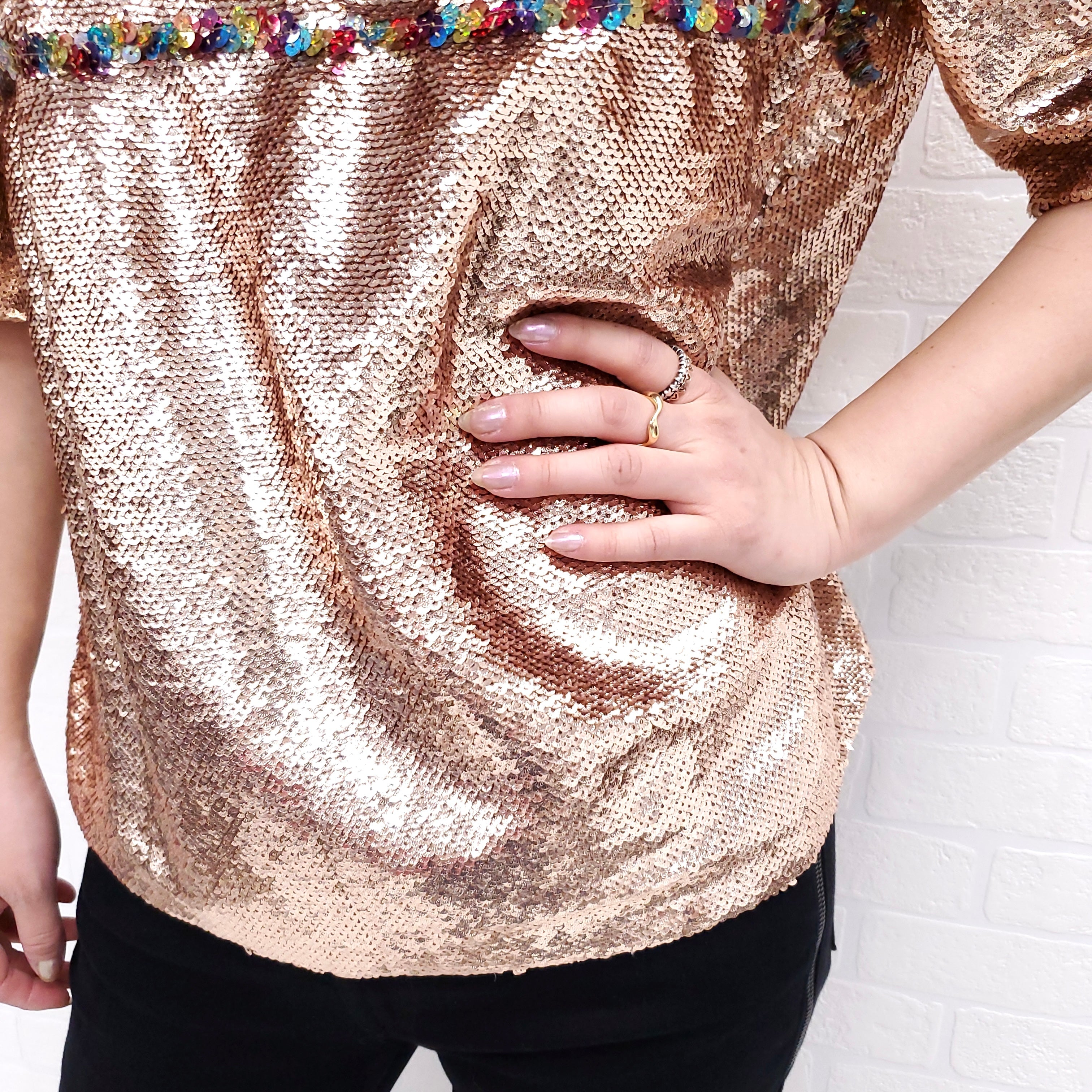 ULLA JOHNSON SEQUIN BLOUSE - SIZE 10