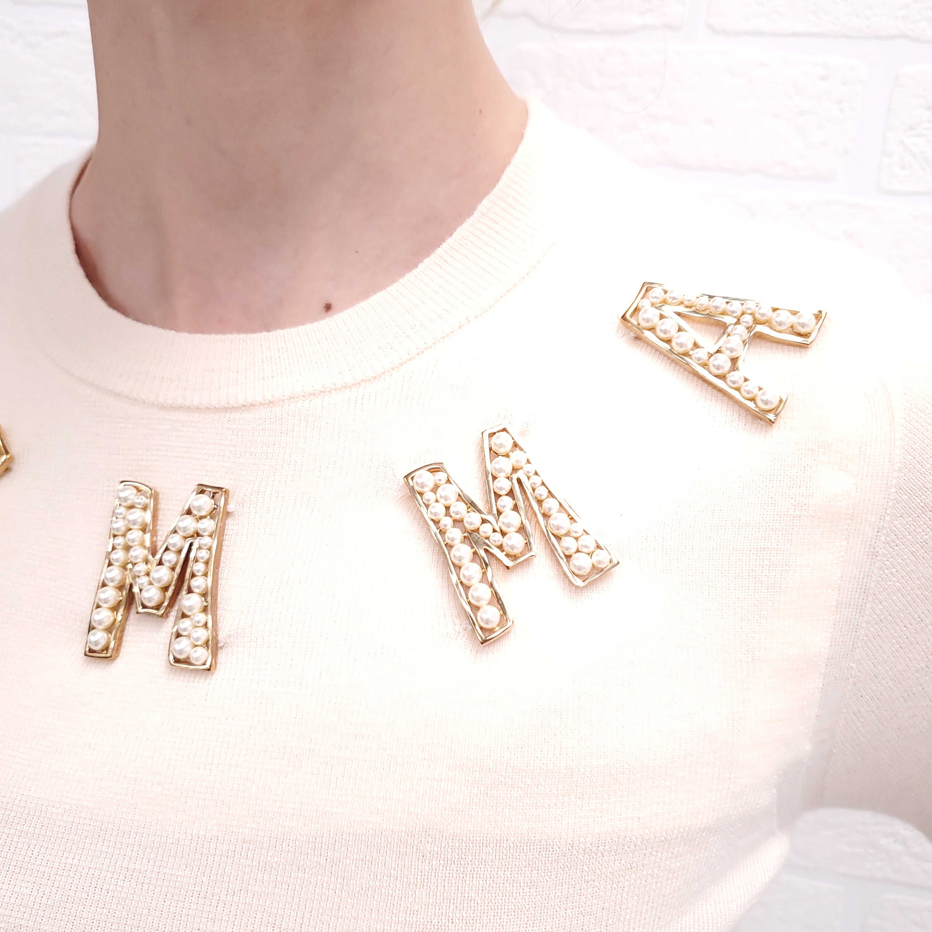 DOLCE & GABBANA CREAM ‘MAMMA’ PEARL SWEATER - SIZE 36