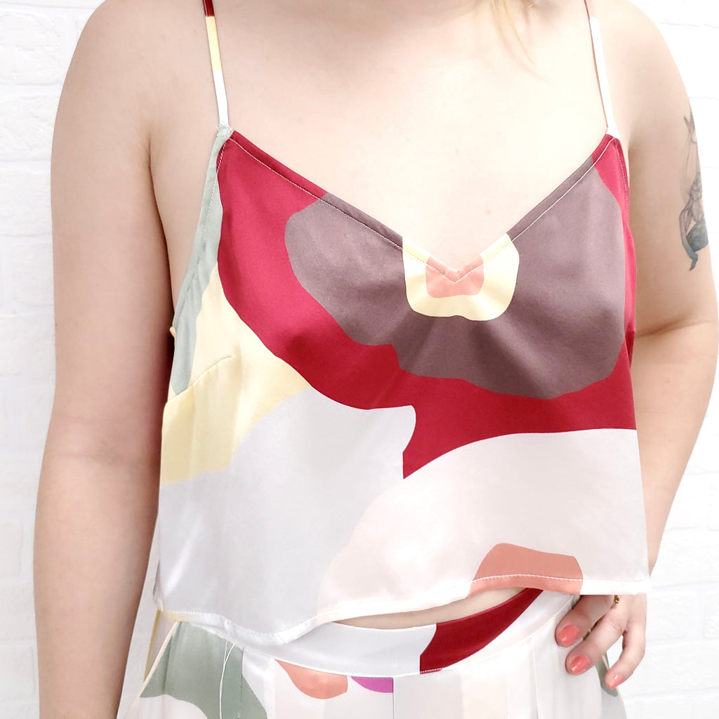 ERES PATTERNED SILK TOP AND PANT SET - SIZE M/L