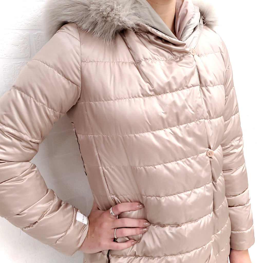 MAX MARA REVERSIBLE COAT WITH FUR HOOD - SIZE 4