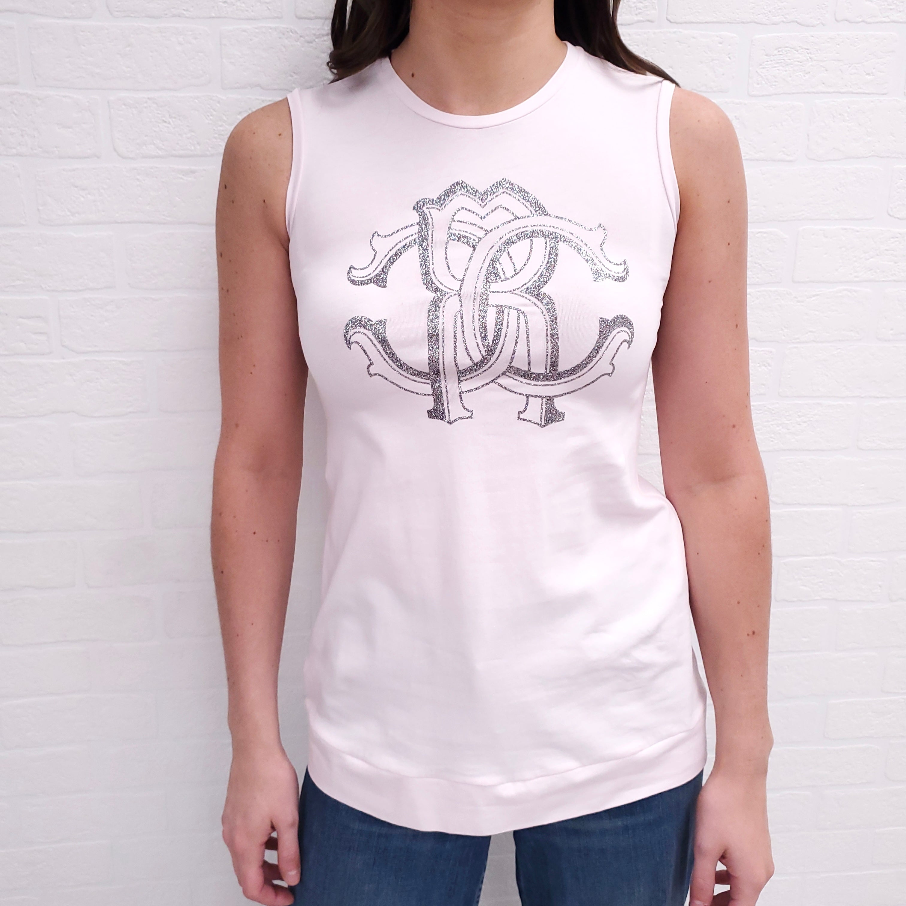 ROBERTO CAVALLI PINK LOGO TANK TOP - SIZE 8 KIDS/XXS WOMENS