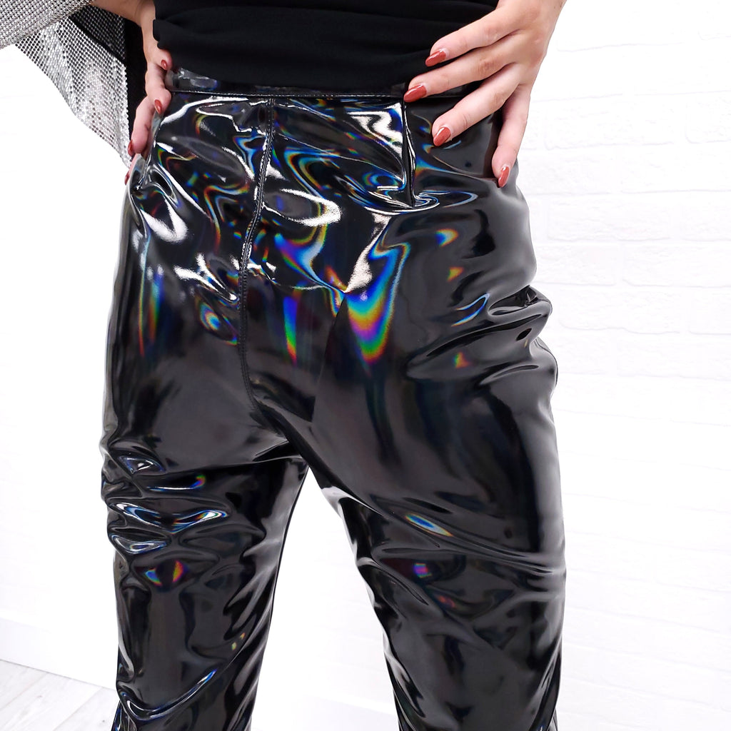 BALMAIN LATEX SHIMMER PANTS - SIZE 38
