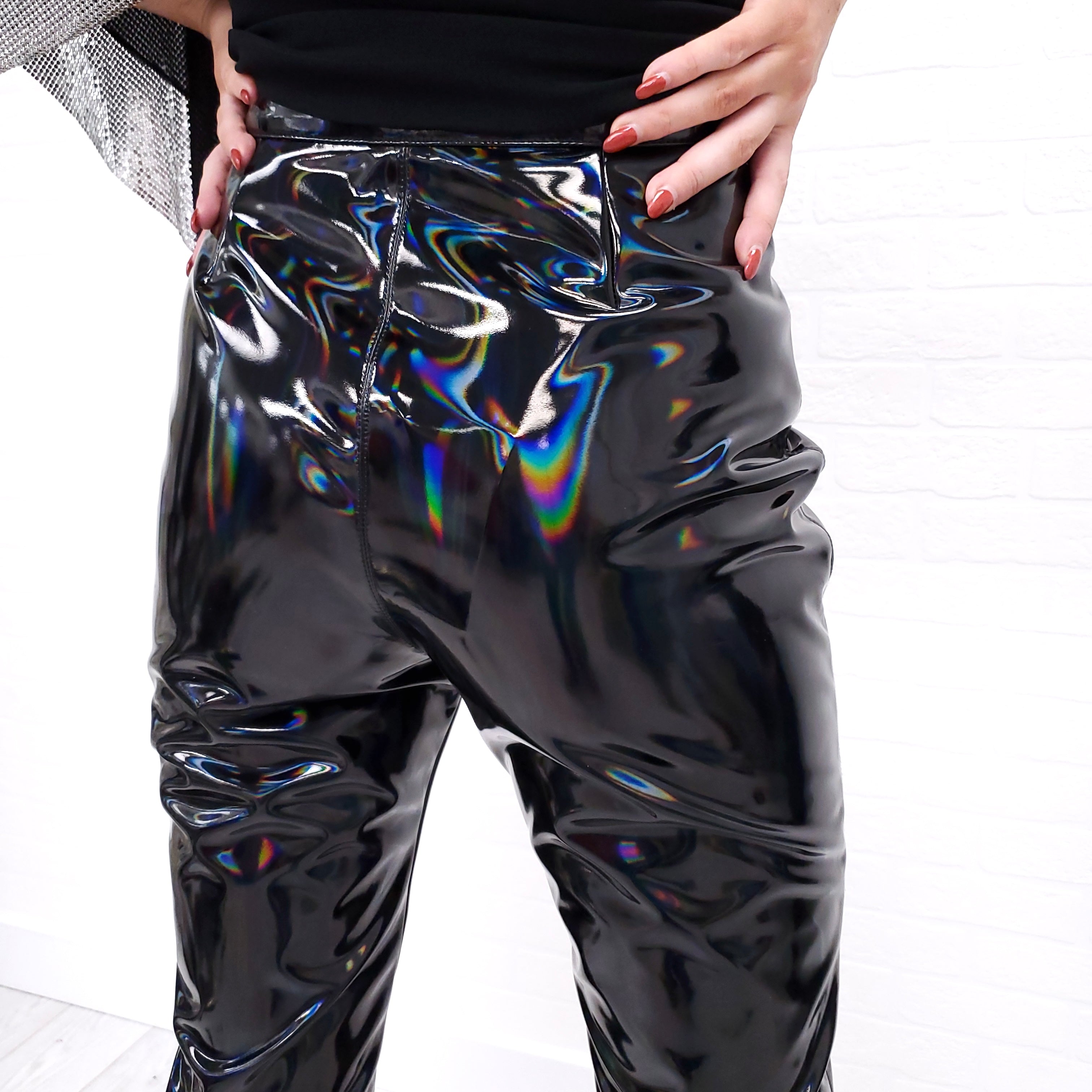 BALMAIN LATEX SHIMMER PANTS - SIZE 38