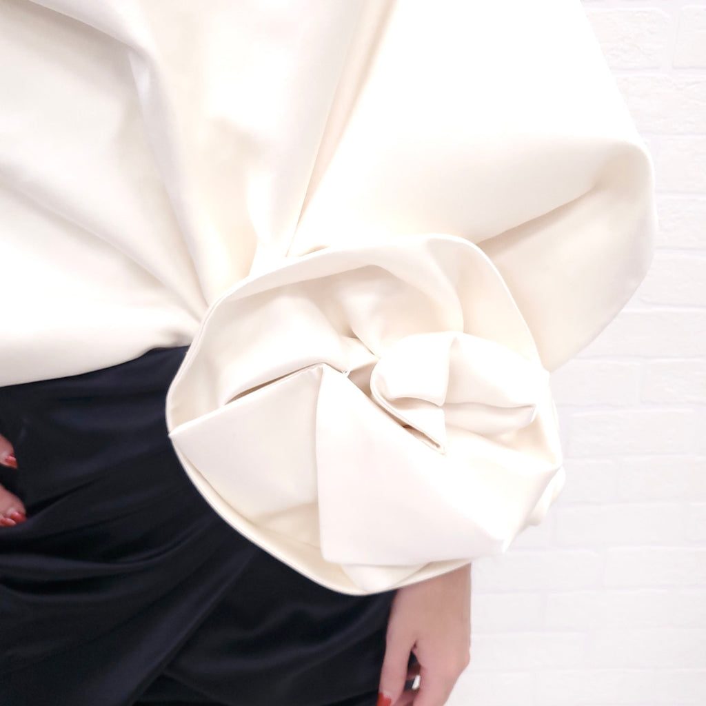 MAGDA BUTRYM CREAM ACCORDION DRESS WITH STONE DETAILED STRAPS ($3800) - SIZE 42