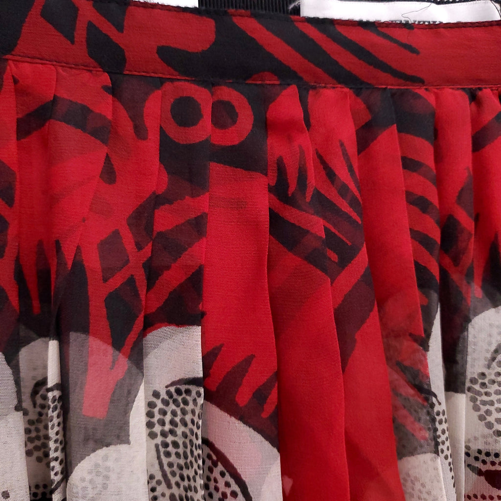 VALENTINO PRINTED SILK PLEATED SKIRT ($3500) - SIZE 40