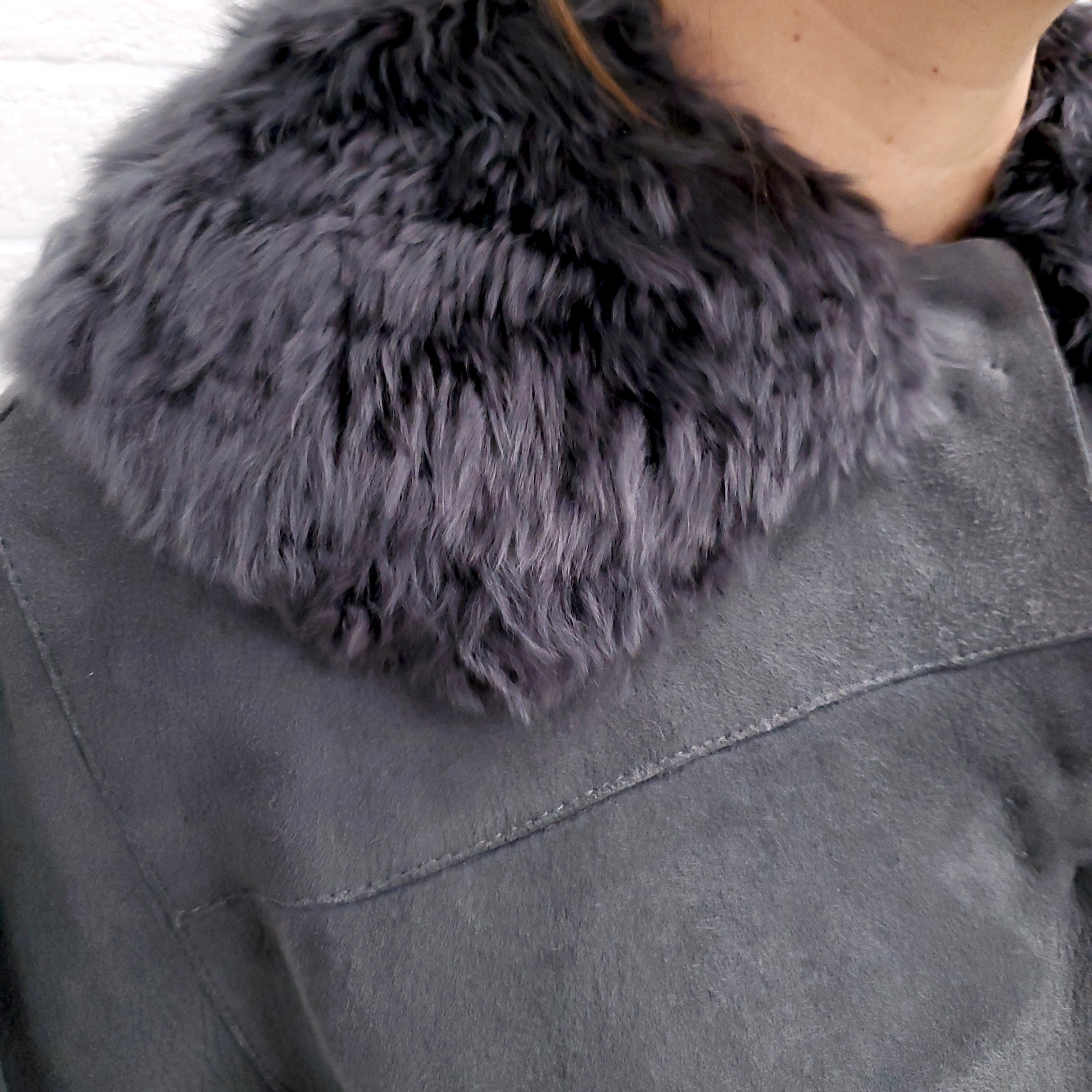 DOLCE & GABBANA SHEARLING JACKET WITH FUR COLLAR  - SIZE 38 (US 6)