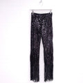 ELLERY PANTS WITH SEQUIN FRINGE HEM DETAIL - SIZE 38
