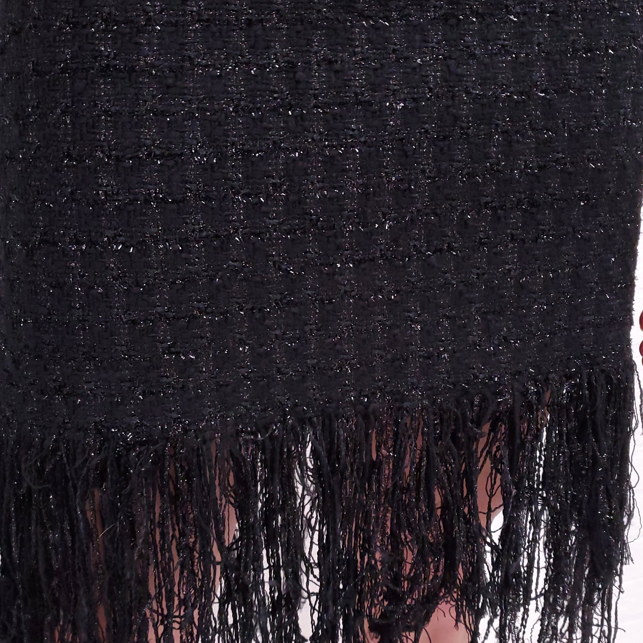 BALMAIN TWEED BLACK DRESS WITH GOLD DETAIL ($3000) - SIZE 36
