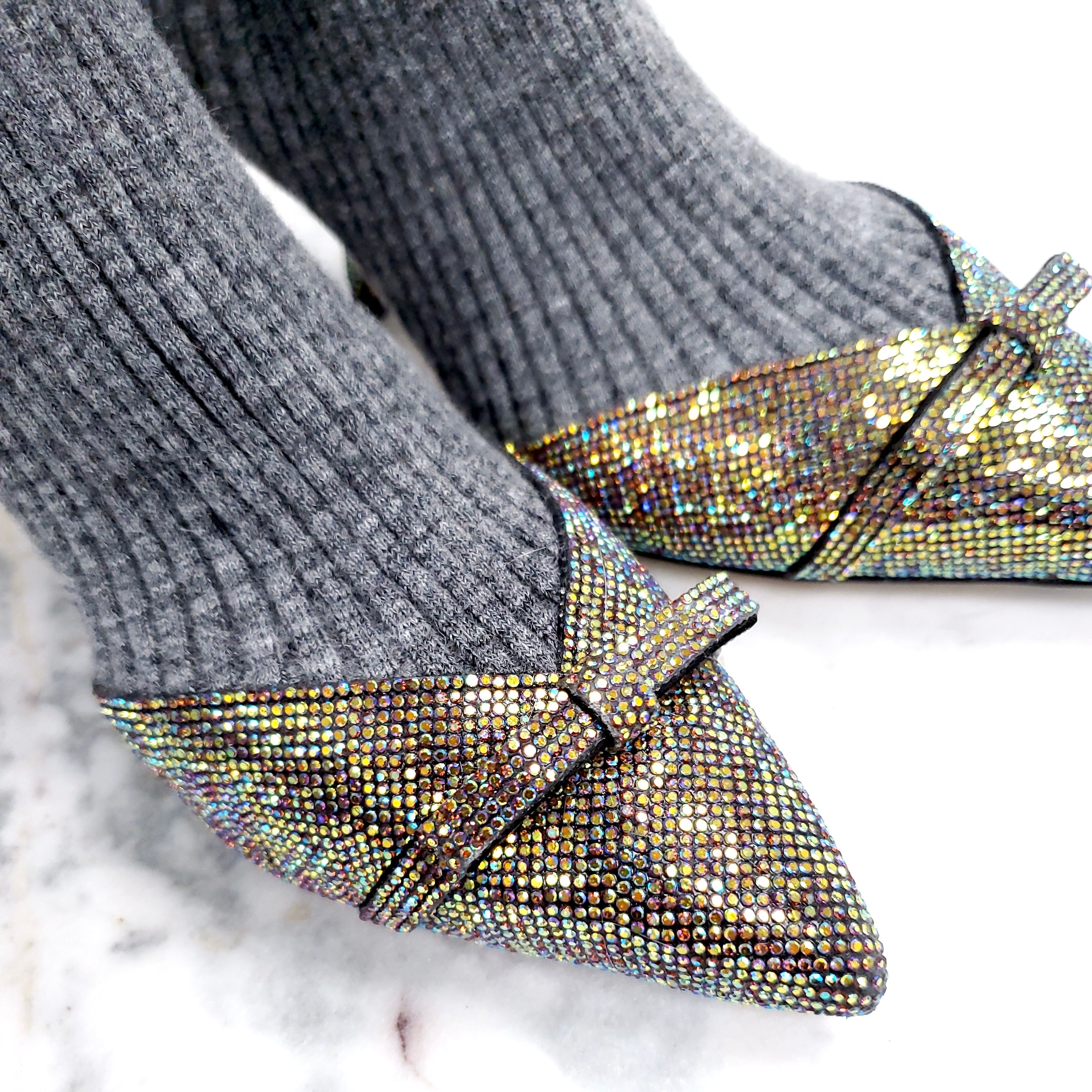 MARCO DE VINCENZO SOCK BOOTIES WITH SEQUINS - SIZE 36