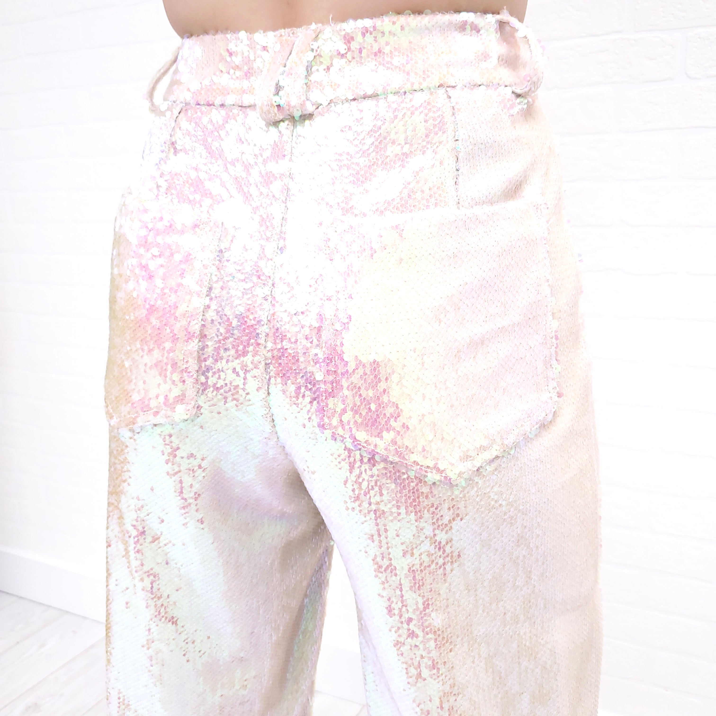 BALMAIN IRRIDESCENT SEQUIN PANTS - SIZE 34