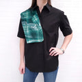 MM6 MAISON MARGIELA BLACK T-SHIRT WITH PLAID DETAIL - SIZE 40