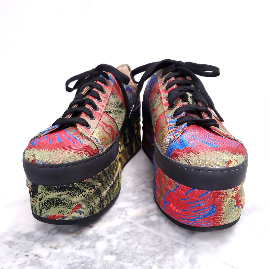GUCCI PATTERN PLATFORM SNEAKERS - SIZE 39.5