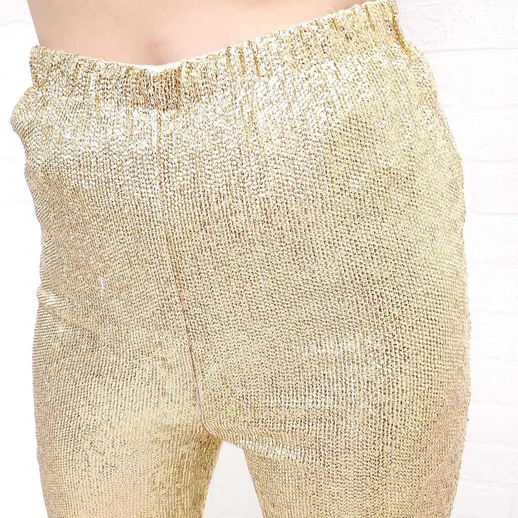 MES DEMOISELLES GOLD SEQUIN PANTS - SIZE 36