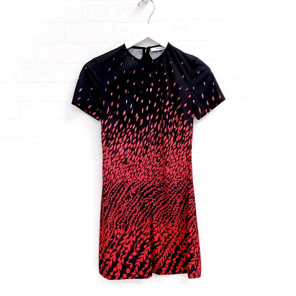 GIVENCHY RED AND PINK PATTERNED DRESS - SIZE 0